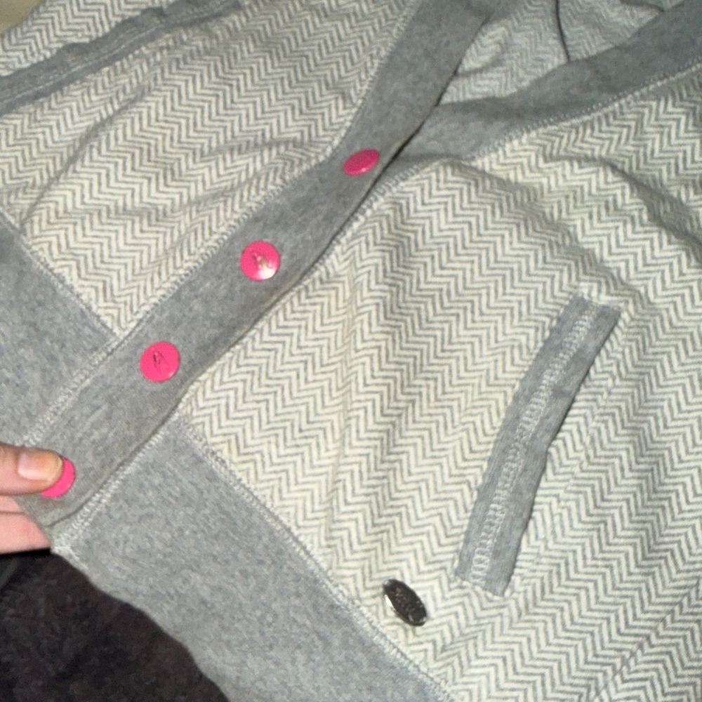 O’Neill Women’s Gray Patterned Button-Up Hoodie Jacket – Size Small - Picture 3 of 4